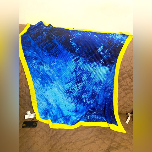 Accessories - Faik Sonmez style blue and yellow edges fancy Scarf .